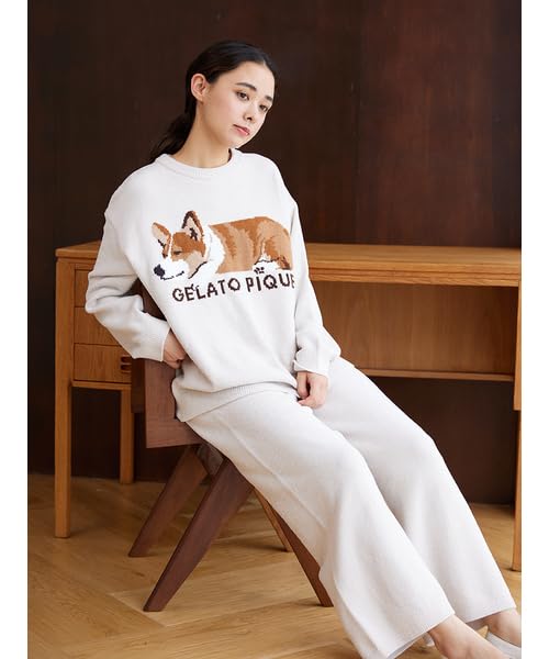 Limited Edition Air Moco SLEEPING DOG JQD Pullover Long Pants SET PWNT245363 NVY [Gelato Pique] & Women's