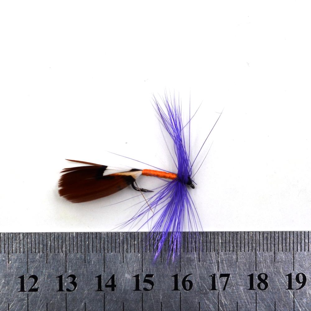 MNFT 10Pcs 8# Purple Beard Bass Dry Hook Nymph Fly Fishing Lure  Feather Tail Nymph Tying Fly Fishing Bait Lures