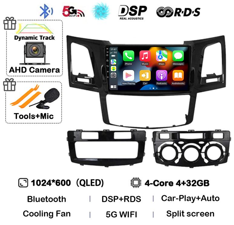 Android 14 Carplay Auto Для Toyota Fortuner HILUX Revo Vigo 2007-2010 2011 2012-2014 2015 Автомагнитола Мультимедийный плеер GPS Стерео