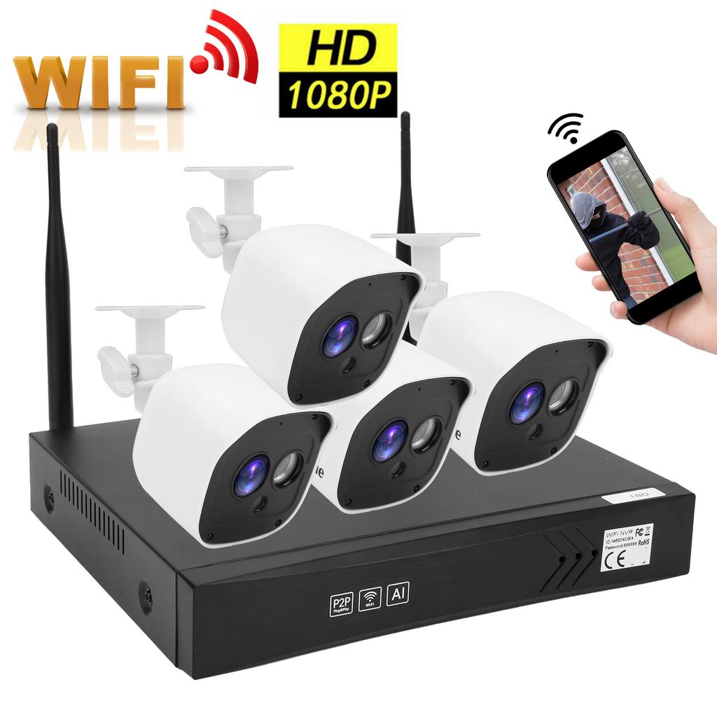 Комплект видеорегистратора WiFi, 8 каналов, NVR, удаленный просмотр, 1080P, водонепроницаемый, для домашней безопасности AC 100?240VUS