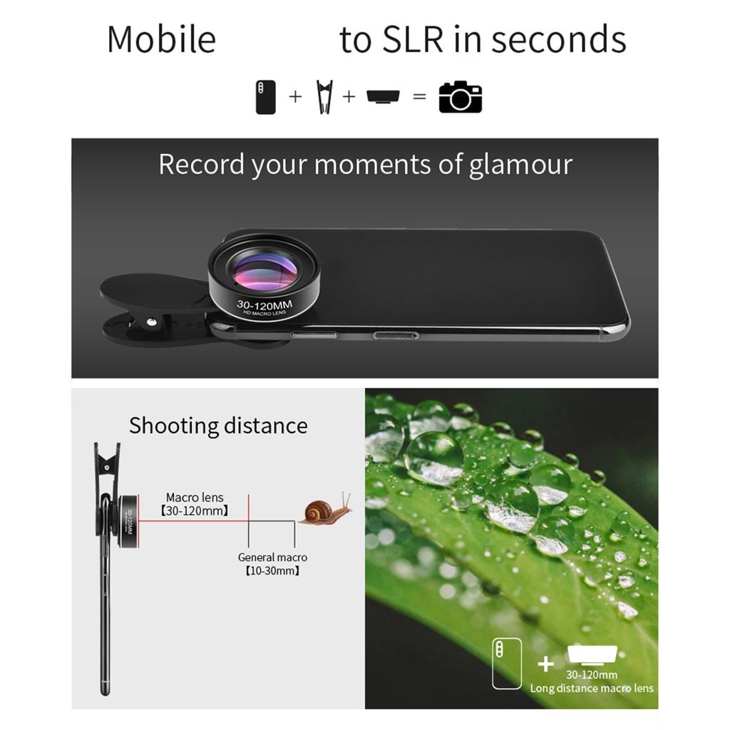 Cell Phone NaMacro Lens 30mm-120mm Smartphone Camera Lens No Distortion with Storage Box Replacement