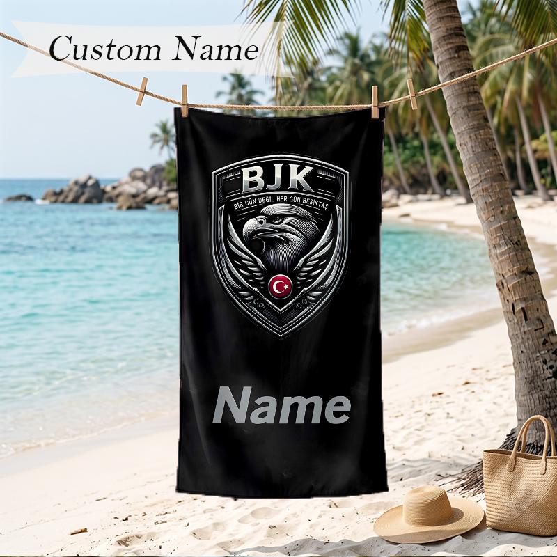 BJK FC Custom Name Printed Beach Towel Personalized Soft Towel For Swimming Beach Travel
