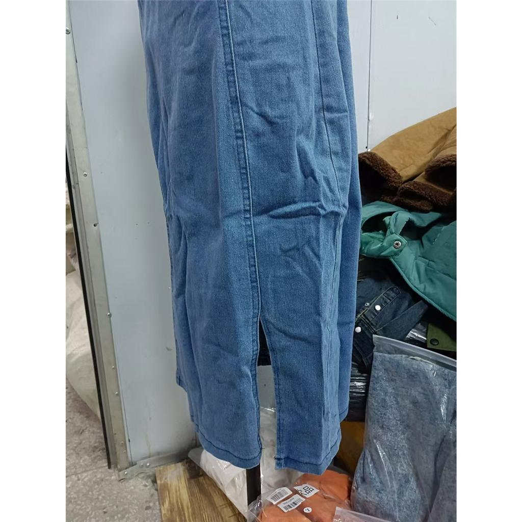 Women's Sleeveless U Neck Strap Distressed Casual Slim Fit Knee Length Denim Dress