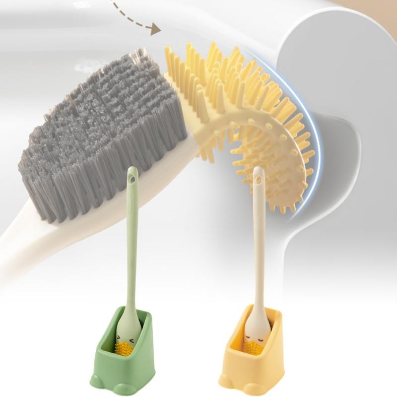 Long Handle Duckbill Toilet Brush Soft Bristles For Deep Cleaning No Dead Ends
