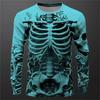 3D Print Skeleton Skulls Pattern T Shirts Men Long Sleeve Casual Fashion T-shirt Top Sweatshirt Breathable Streetwear Loose Tees