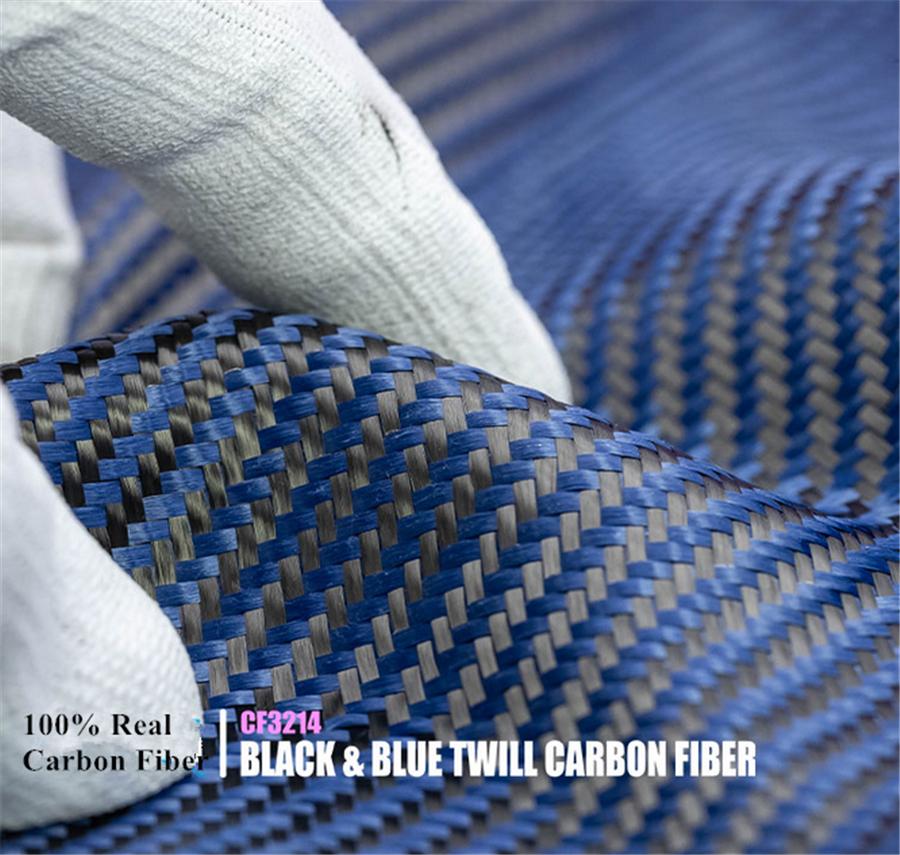 Ткань 100% Настоящее Углеродное Волокно 12"× 60" 3K 220 г/м² Твил 2x2 Плетение Сотовая Гибридная Ткань Углерод/Кевлар Синий&Черный