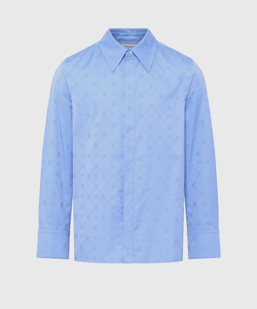 MARINE SERRE (M) Moonogram Jacquard Cotton Long Sleeve Shirt Chambray Blue