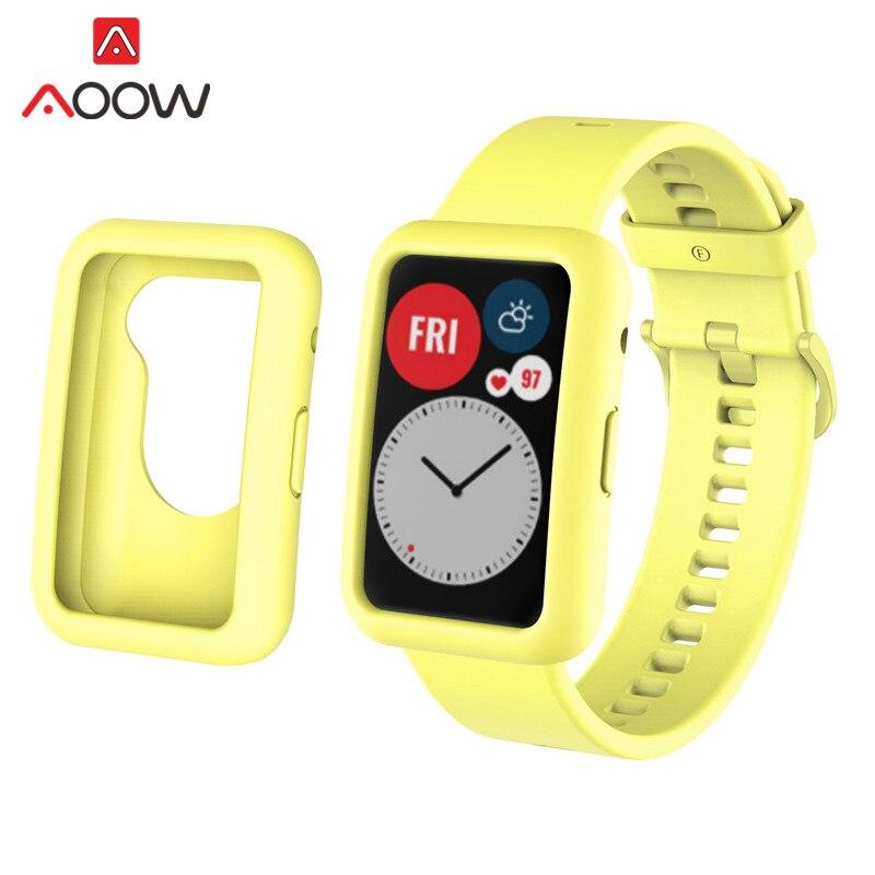 Силиконовый спортивный ремешок для часов Huawei, подходящий для фитнеса, умных часов, защитный чехол, комплект, сменный ремешок на запястье, браслет Correa