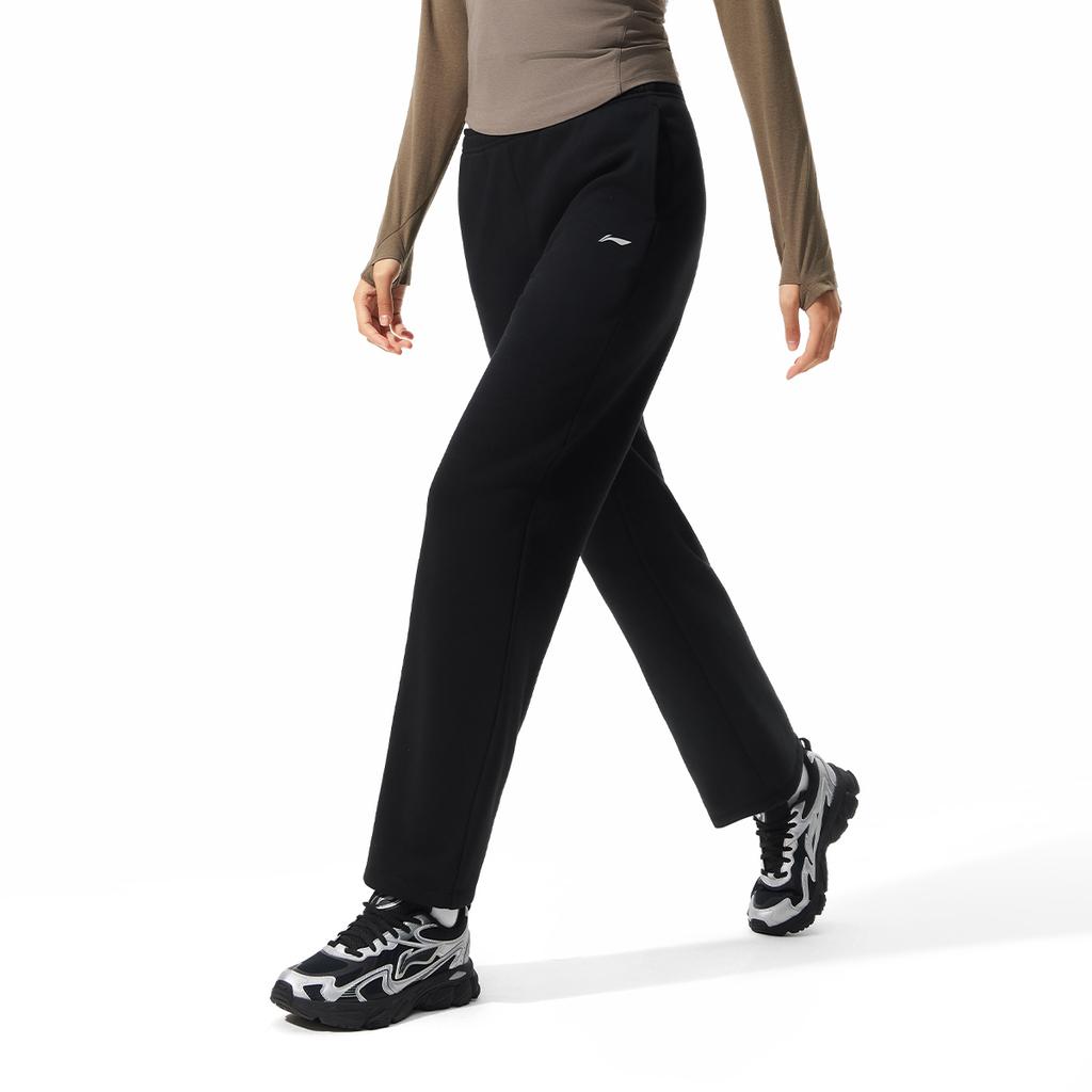 Li Ning Серия Фитнес Повседневные Простые Однотонные Прямые Флисовые Удобные Универсальные Теплые Вязаные Спортивные Брюки Женские Брюки AKLV968-7