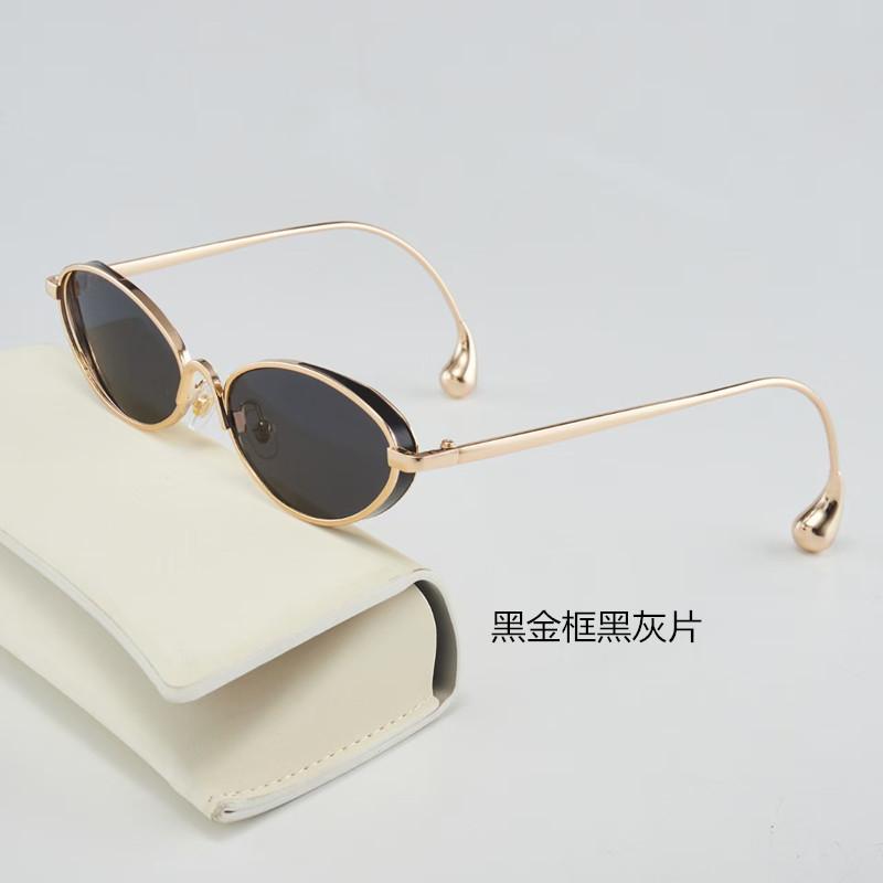 New European and American fashion retro oval metal sunglasses men's niche high-end temperament sunglasses women