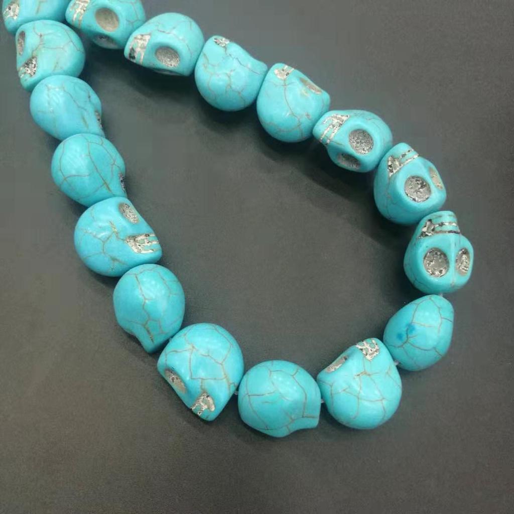 DIY Skull Shape 15*18 mm Howlite Dyed Stone Mix-color Turquoise Carved Skull Shape Loose Beads ,For DIY Jewelry Making
