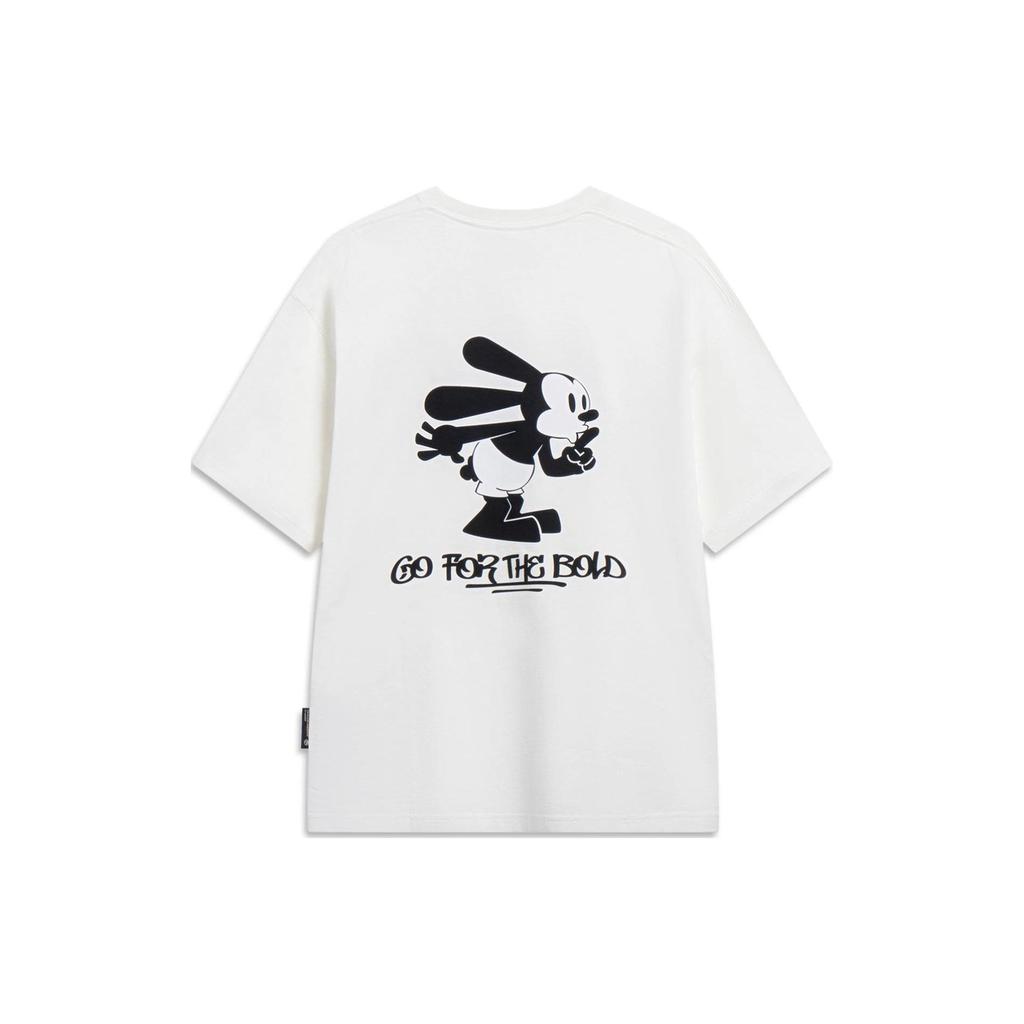 Li-Ning Футболка с буквенным принтом и узором, топы унисекс, молочно-белый AHST313-4