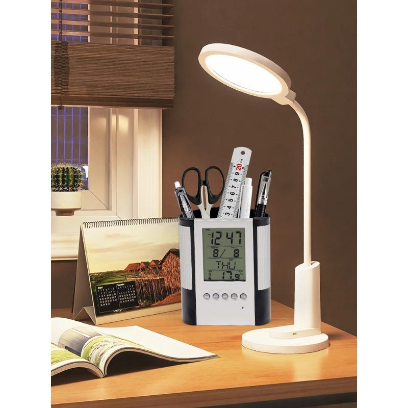 Вечный календарь, держатель для ручки, противоскользящее основание, отображение даты, времени, определение температуры, настольное хранилище, декоративные часы, держатель для ручки