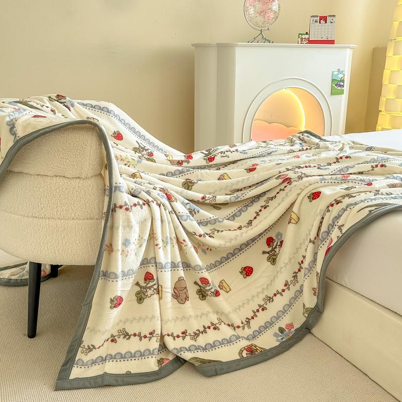 Двусторонняя флисовая плед-одеяло из молочного велюра: Офисный сон, Диван, Толстый, Теплый стиль