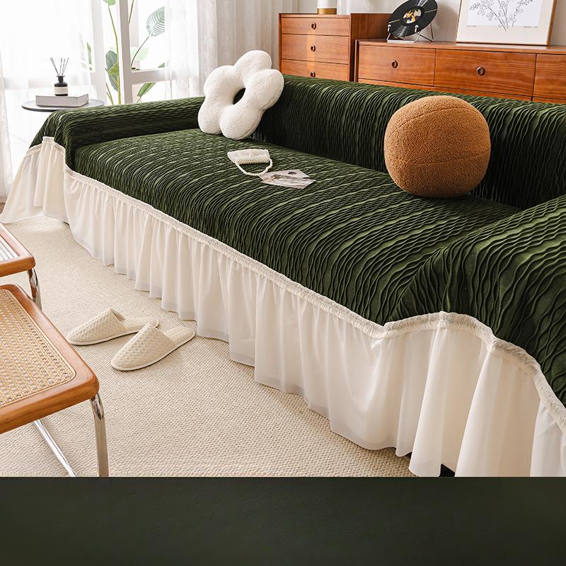 Чехол для дивана в кремовом стиле, новый всеобъемлющий чехол, всесезонное противоскользящее кружевное одеяло, подушка, полотенце для дивана