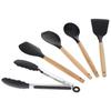 Kitchen Utensils Set of Silicone Accessories for Teflon Wooden