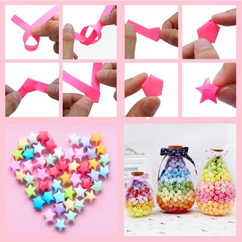 540 Sheets 27 Colors Double Sided Lucky Star Origami Paper Strips DIY Handmade Craft Home Decoration Art Supplies