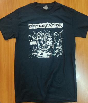 Detestation Crust Punk Band Черная футболка с ручной шелкографией Унисекс футболка