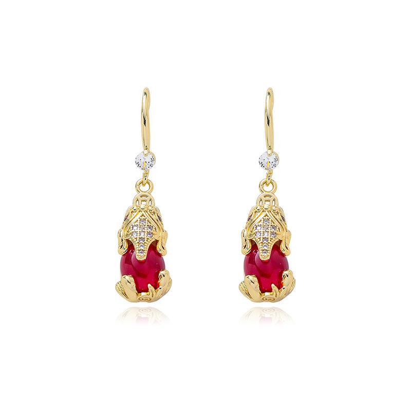 925 Sterling Silver Real Ruby Drop Earring Women 14k Gold Filled Aros Mujer Oreja Silver 925 Red Ruby Jewelry Earring Orecchini