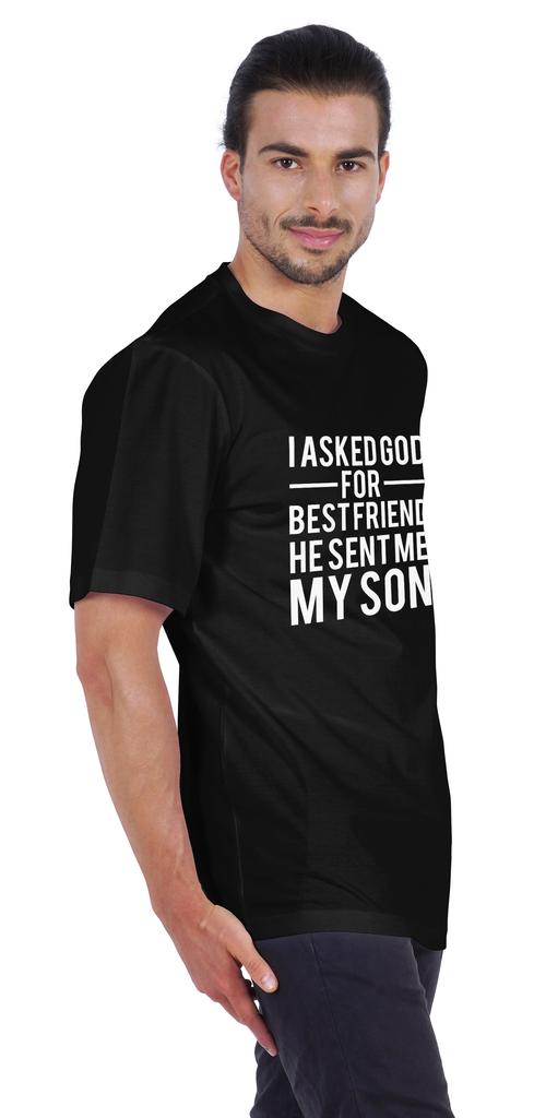 Inkmeso Men  S Graphic Printed   I Asked God For Best Friend He Sent Me My Son   Tshirt Crew Neck Tee For Father Son