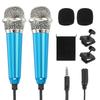 Uxcell Mini Microphone with Sponge and Drawstring Portable for Voice Video and Singing 2-Piece Cover, Holder, Bag, Karaoke, Recording, (Blue)