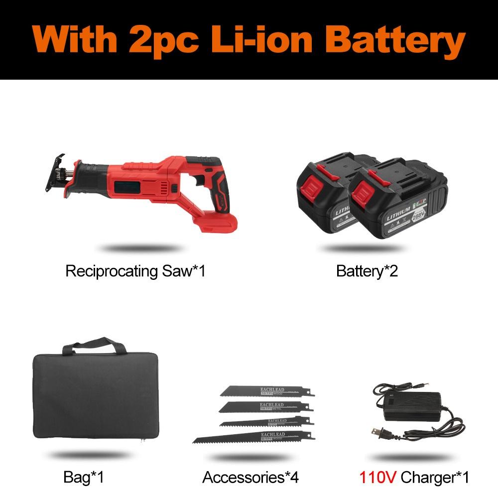 Аккумуляторная электрическая сабельная пила 2400 Вт, бесщеточная электропила, инструменты для металлообработки и деревообработки для аккумулятора 18 В