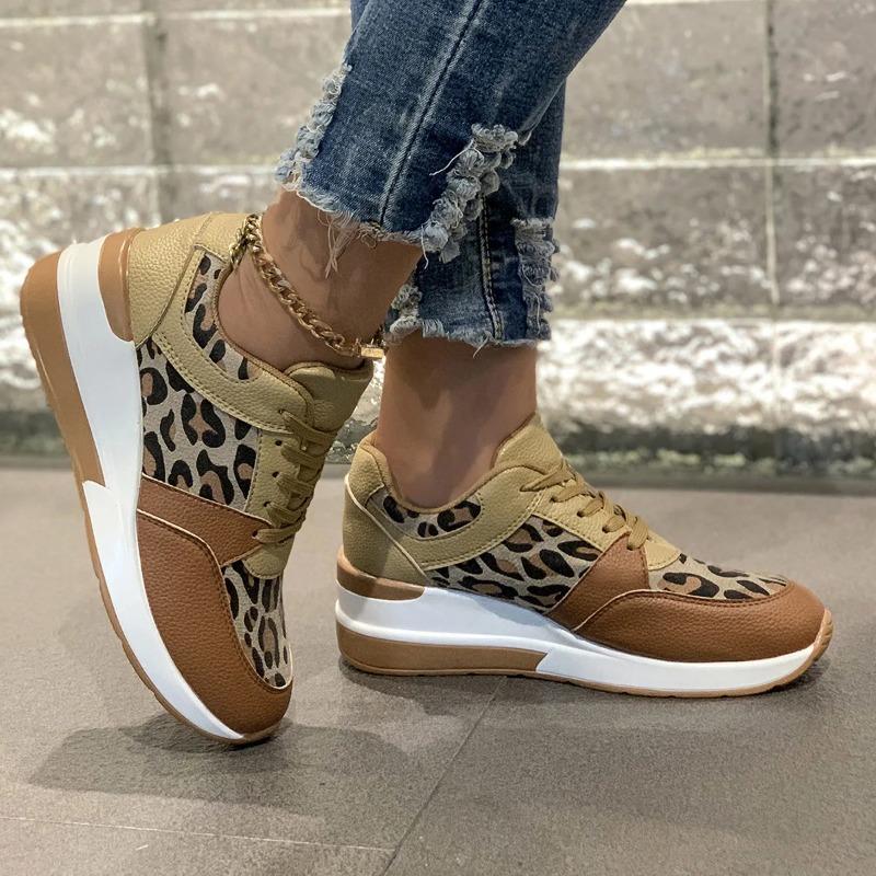 Sneakers Leopard Print Shoes for Women Luxury Brand Women Lightweight Platform Designer Ankle Shoes New Winter Casual Sneakers