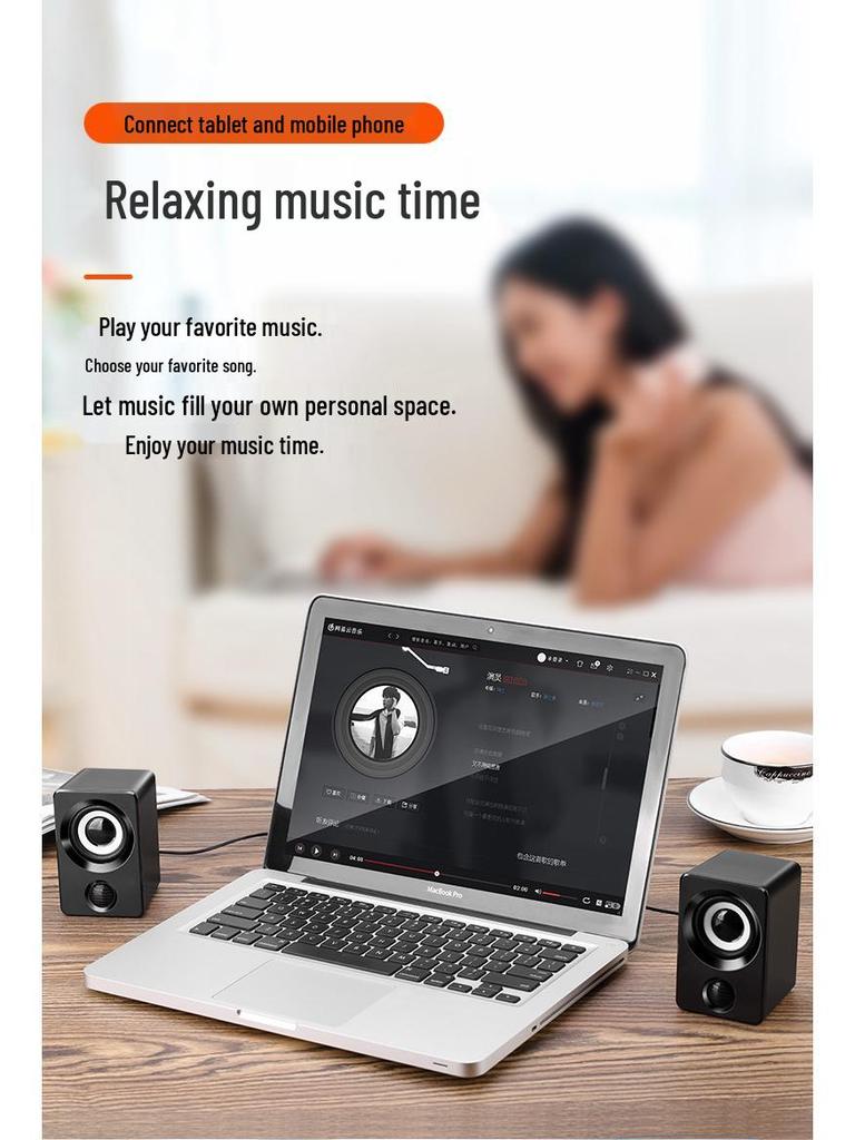 Проводные компьютерные колонки Mini USB с сабвуфером для настольного компьютера, ноутбука и мобильного телефона