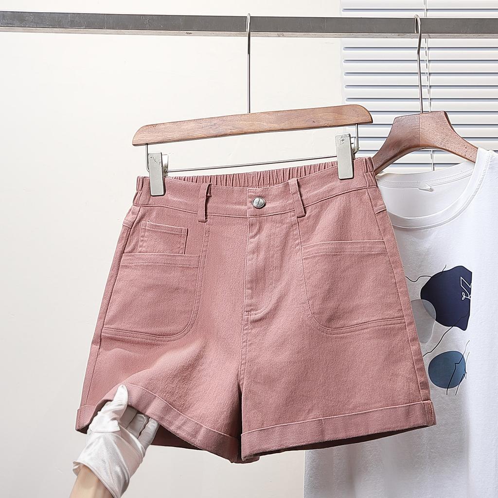 DIMANAF Plus Size 2025 Женские шорты, брюки, летние свободные джинсы-шаровары, короткие базовые брюки с высокой талией и эластичным поясом