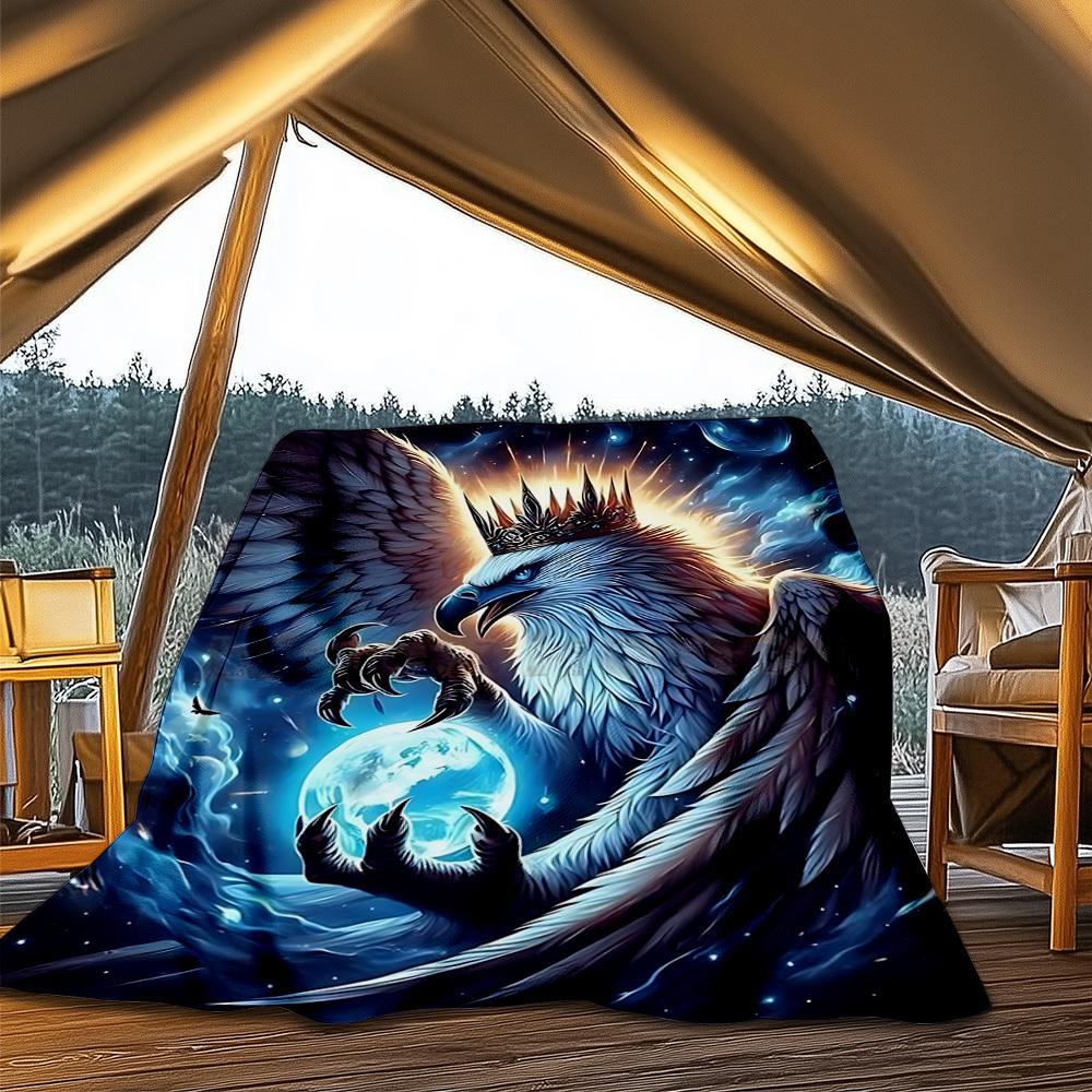 1pc Eagle, Fantasy Art Throw Blanket Polyester Fiber, Lightweight Flannel, Soft & Warm, All Season Use for Outdoor, Camping Digital Print