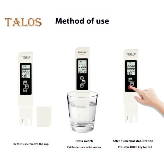 4-в-1 тестер качества воды TDS с цифровым дисплеем, высокоточный портативный многофункциональный цифровой тестер чистоты воды с питанием от батареи