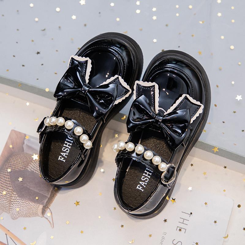 Spring New Patent Leather Girls Butterfly Flower Fashion Soft Sole Leather Shoes