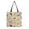 Women Vintage Linen Tote Bag - Large Capacity Butterfly Print Shoulder Handbag for Casual & Grocery Shopping KTB
