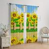 2pcs Sunflower Pattern Curtains, Rod Pocket Decorative Window Drapes Window Treatments For Bedroom Living Room Home Decoration