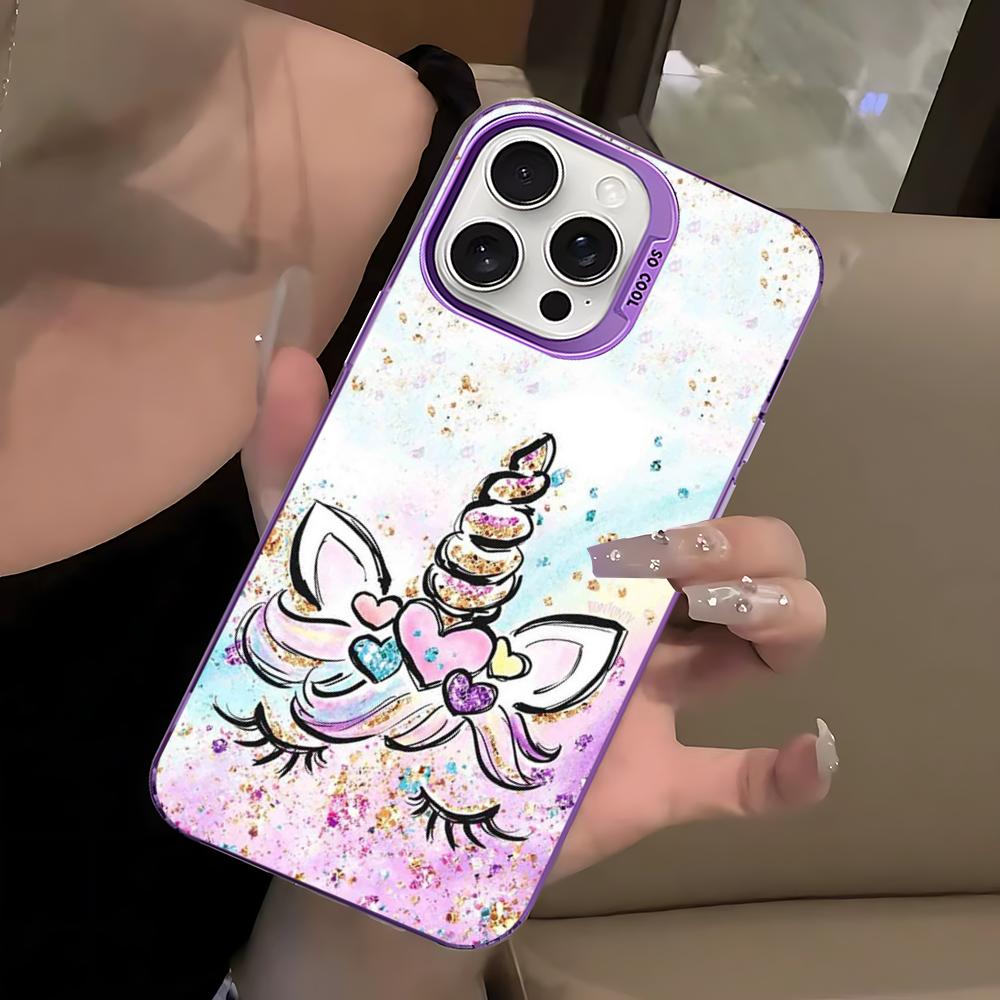 Мультяшный чехол для телефона с единорогом для iPhone 16 15 14 13 12 11 Pro Max X XR XSMAX 8 7 Plus Матовый противоударный задний чехол