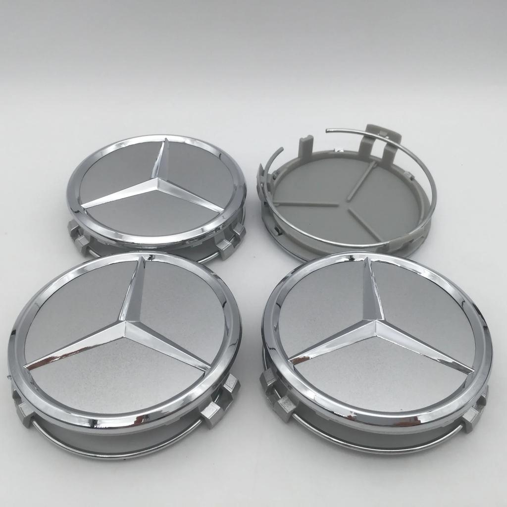For Mercedes Benz 4pcs 3D 75mm For Mercedes Benz AMG Car emblem Wheel hub Center Cap Badge covers sticker Decals Styling accesso