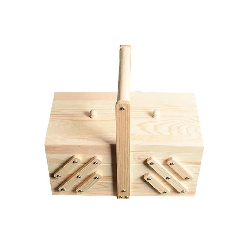 Деревянная швейная шкатулка для хранения ювелирных изделий, косметика, органайзер для дома