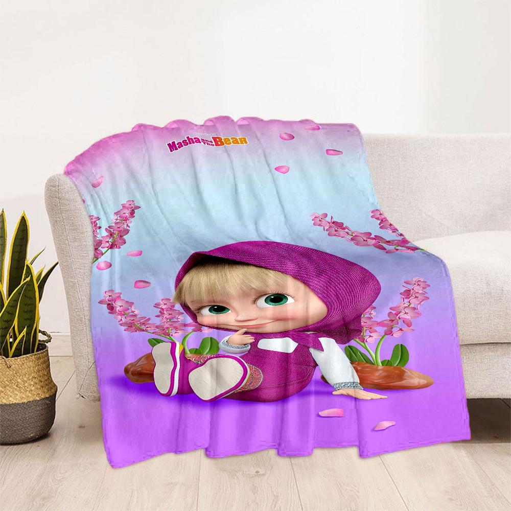 Masha Bear Blanket Ultra-Soft Suitable for Bedding Livingroom Seaside Four Seasons Multipurpose Warmthful Decor