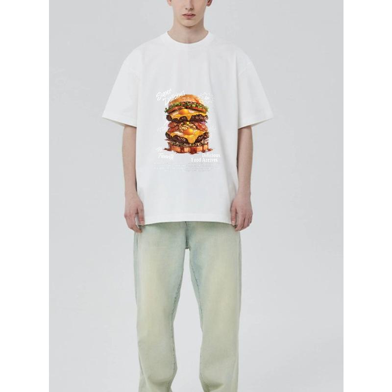 Черная футболка с графическим принтом бургера и надписью для повседневной носки