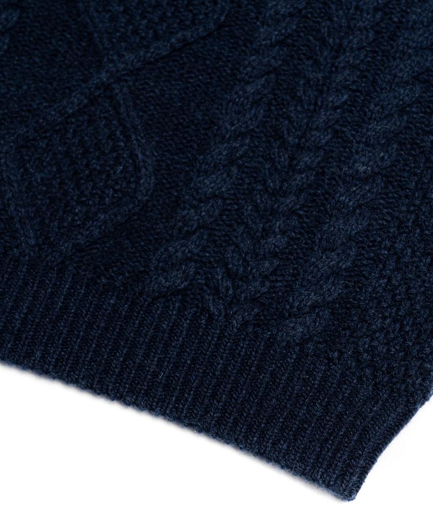 Edeunbeoleokeulleob Aran Crew-Neck Sweater (Navy)