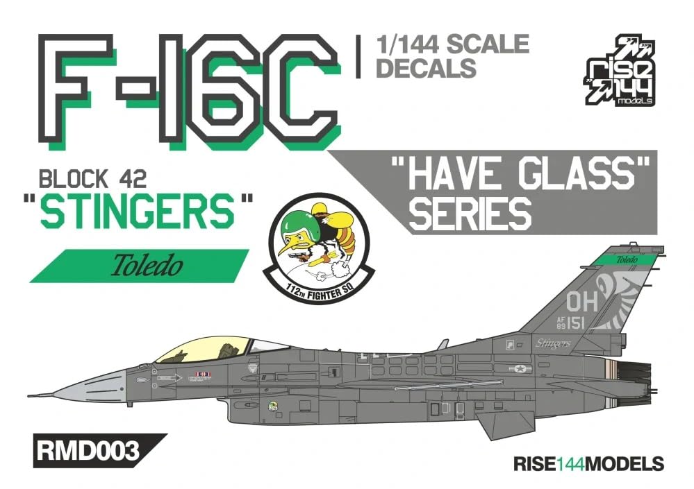 Rise144 Models Block 42 Ohio National Guard Stingers Hub Glass Paint Decal Part 1 Plastic Model Decal RMAD144003 1/144 F-16C (Airplane)