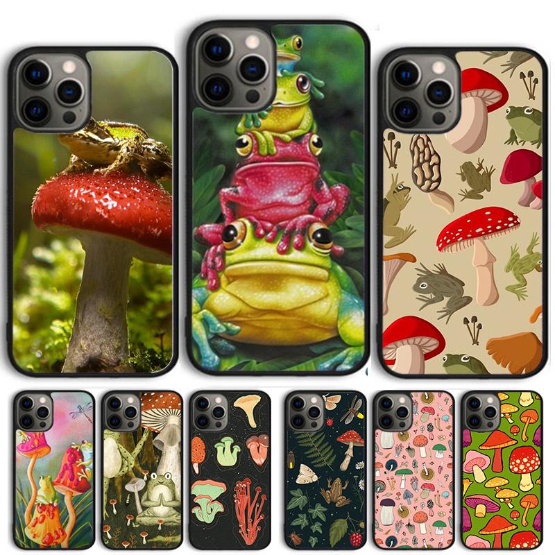 Mushroom Frog Phone Case for iPhone 17 Air 16 16e 15 Plus for Apple 13 11 12 14 Pro Max Cover coque fundas Shell