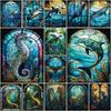 Marine Animal Stained Glass Window Personality DIY Full Drill Diamond Decorative Painting