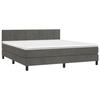 3141312 vidaXL Lit à sommier tapissier et matelas Gris foncé 160x200cm Velours