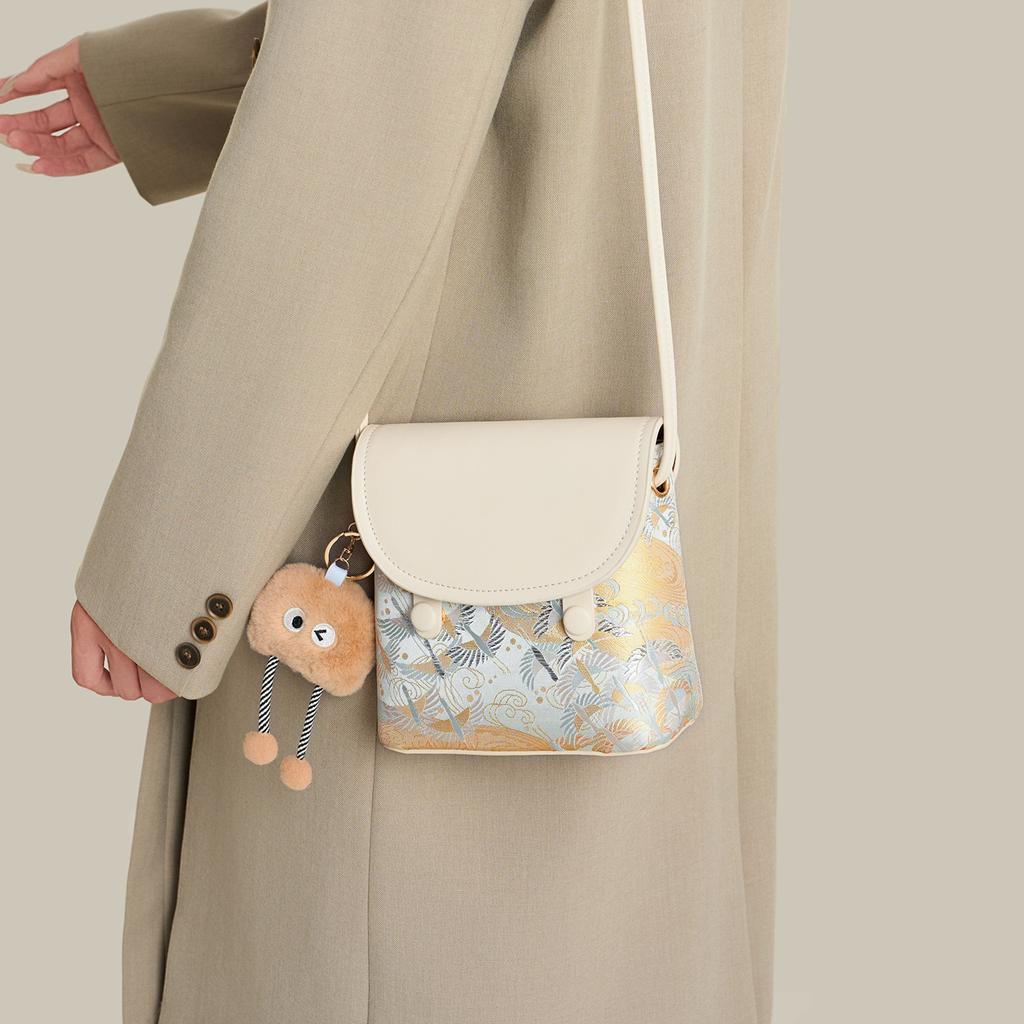 Yunhe pattern flip small square bag, women's Guochao single shoulder crossbody mini bag