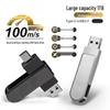 OLOEY USB 3.0 Type-C флеш-накопитель с двумя вращающимися разъемами - 1 ТБ, серебристый