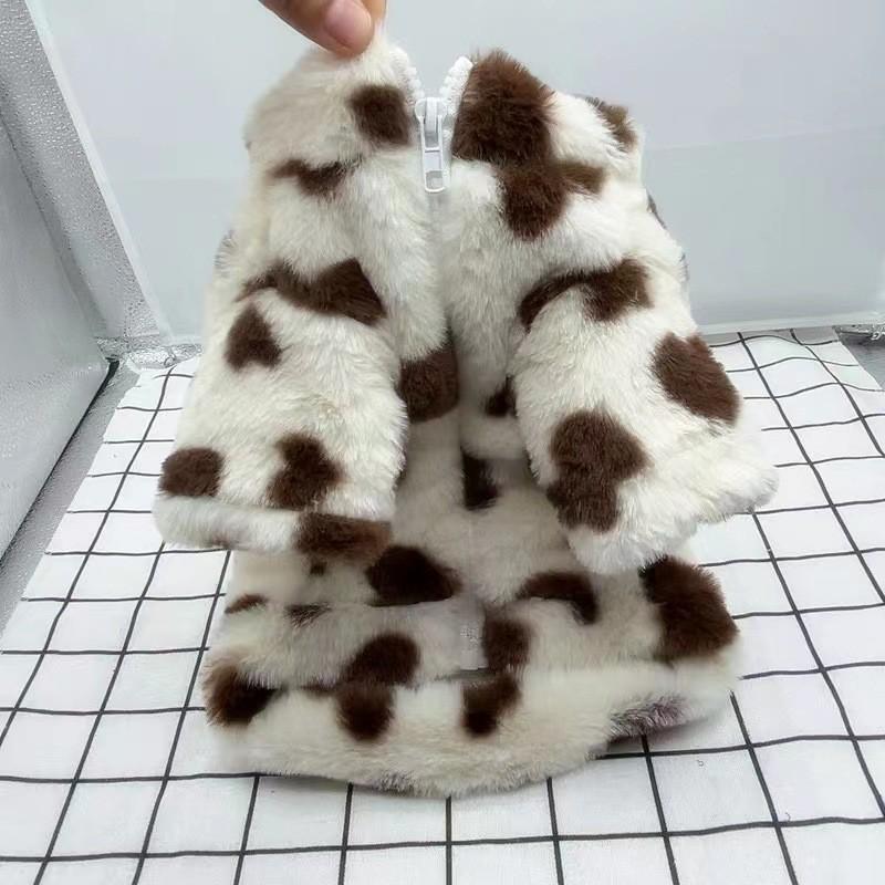 Dog Cat Winter Leopard Print Padded Coat for Teddy French Bulldog Poodle Bichon Pomeranian