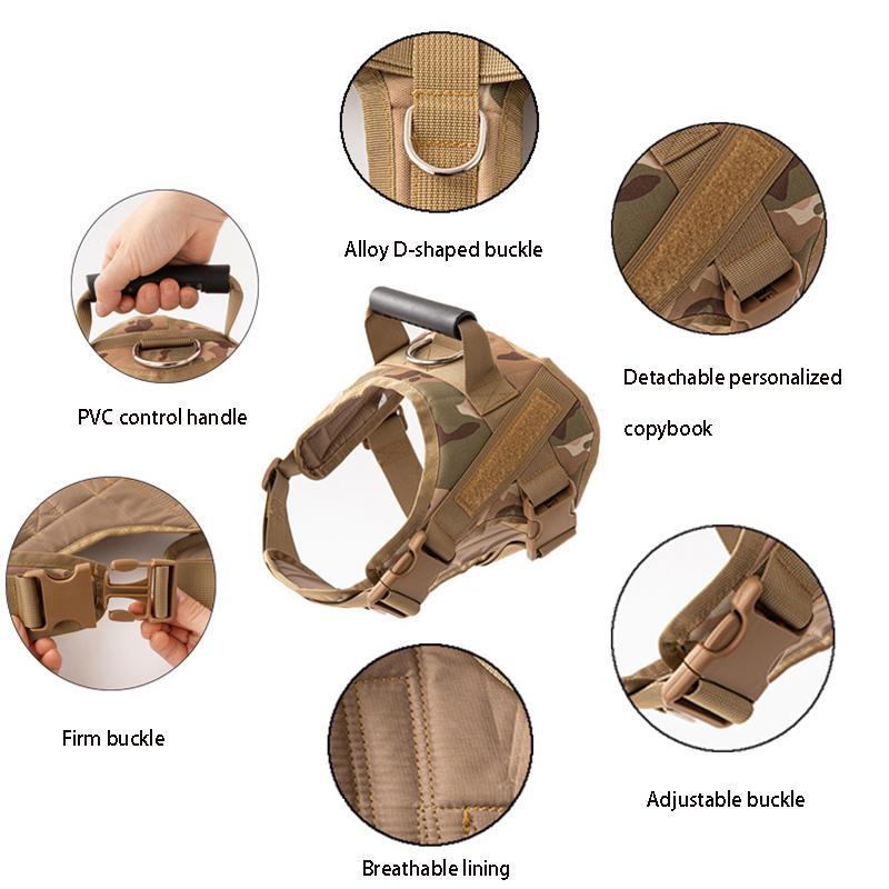 Classic Tactical Dog Harness Vest with Handle,Military Dog Harness for Large Medium Dogs Adjustable Dog Vest Harness for Walking Hiking