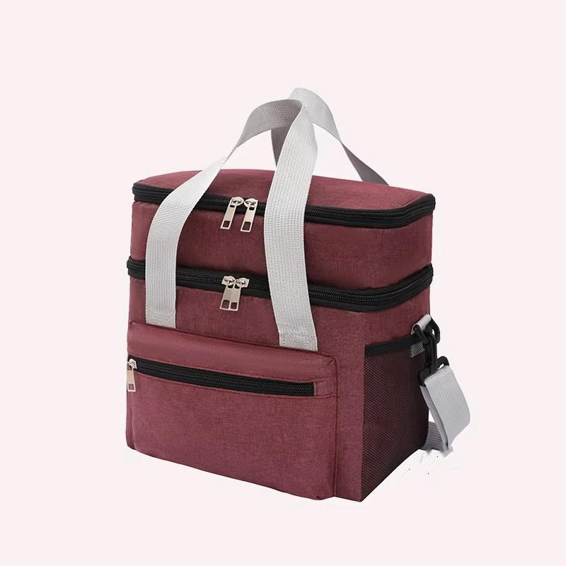 Большая вместимость двухслойного термобокса для ланча, многофункциональная сумка-холодильник для пикника на открытом воздухе, сохраняющая свежесть