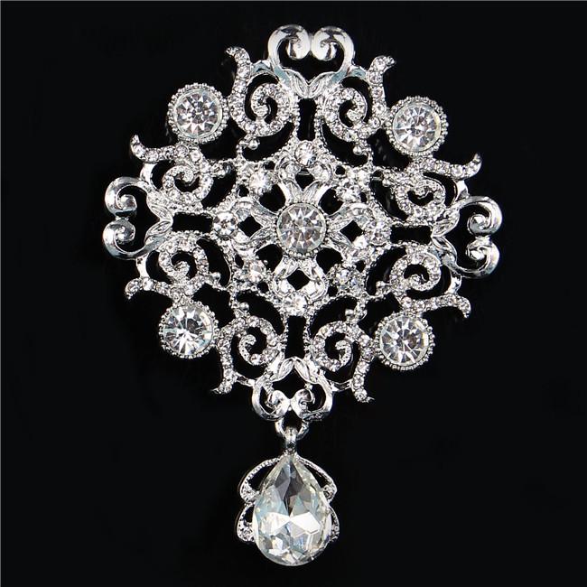 DIEZI Luxury Fashion Flower Bridal Brooches for Women Ladies Wedding Crystal Rhinestone Bouquet Brooch pins Dress Accessories
